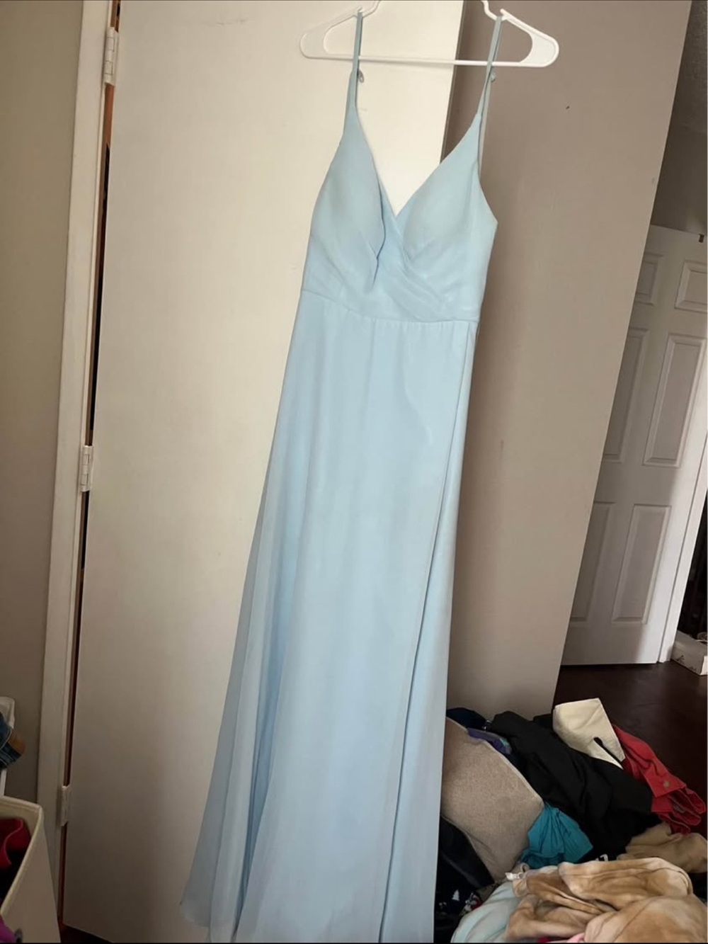 Azazie Light Blue Spaghetti Strap Maxi Dress